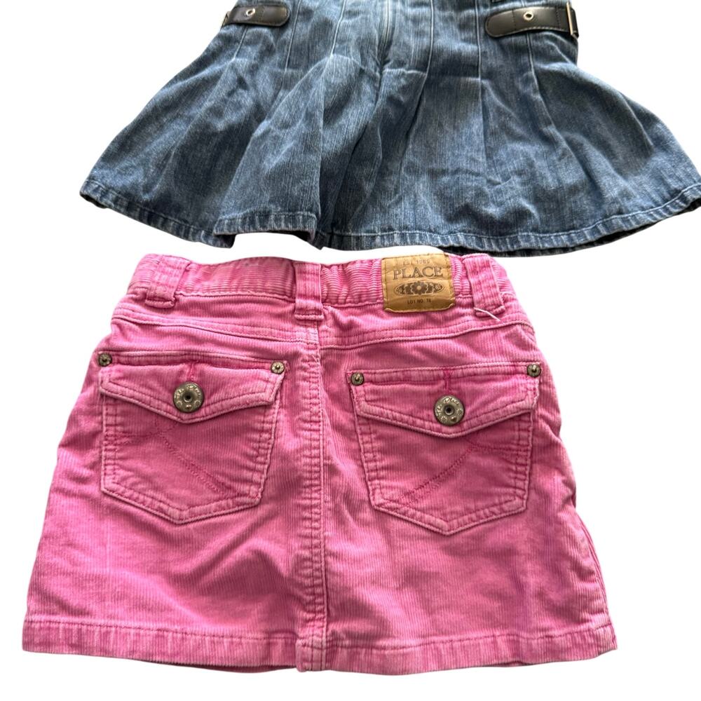 Mary Kate &‎ Ashley Y2k Children's Place Denim & Pink Corduroy Skort Skirt Set 2